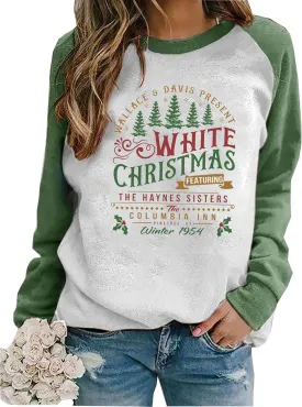 BOMYTAO Women's Merry Christmas Sweatshirt Christmas Trees Snowflakes Graphic Pullover Funny Xmas Holiday Long Sleeves Top