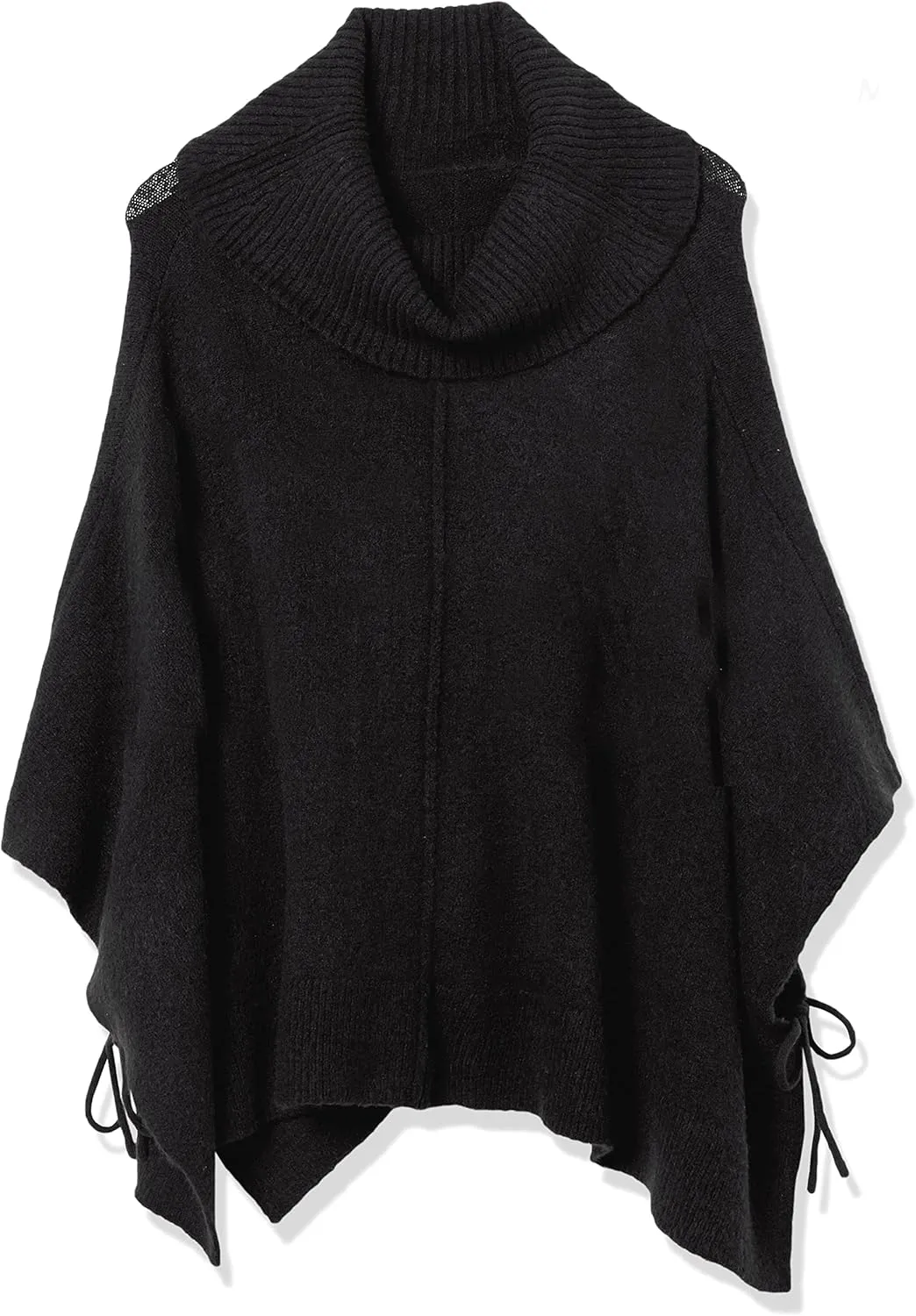 Cable Stitch Women's Cozy Cowl Neck Poncho - 3/4 Sleeve Oversized Turtleneck Sweater Pullover Cape Top