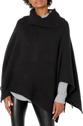 Cable Stitch Women's Cozy Cowl Neck Poncho - 3/4 Sleeve Oversized Turtleneck Sweater Pullover Cape Top