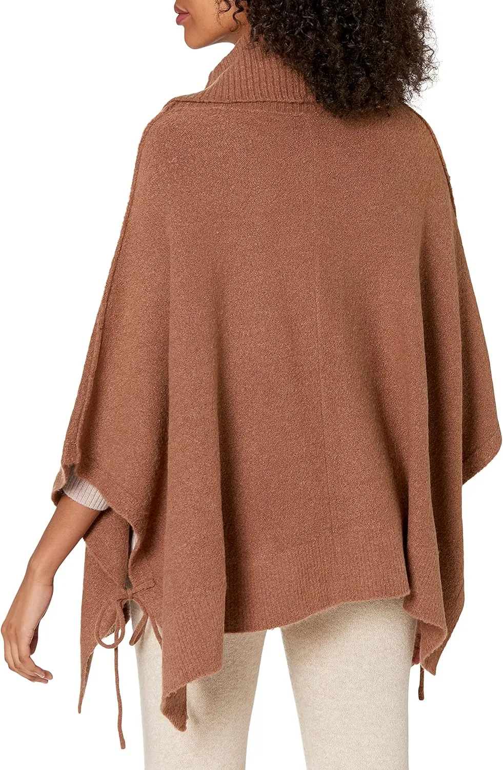 Cable Stitch Women's Cozy Cowl Neck Poncho - 3/4 Sleeve Oversized Turtleneck Sweater Pullover Cape Top
