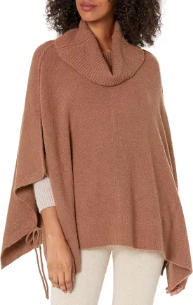 Cable Stitch Women's Cozy Cowl Neck Poncho - 3/4 Sleeve Oversized Turtleneck Sweater Pullover Cape Top