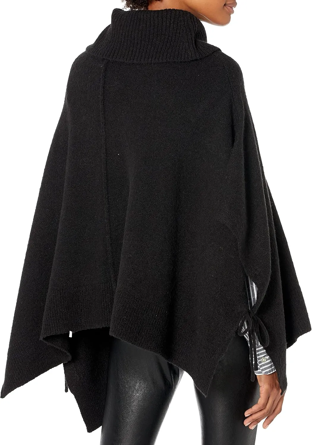 Cable Stitch Women's Cozy Cowl Neck Poncho - 3/4 Sleeve Oversized Turtleneck Sweater Pullover Cape Top
