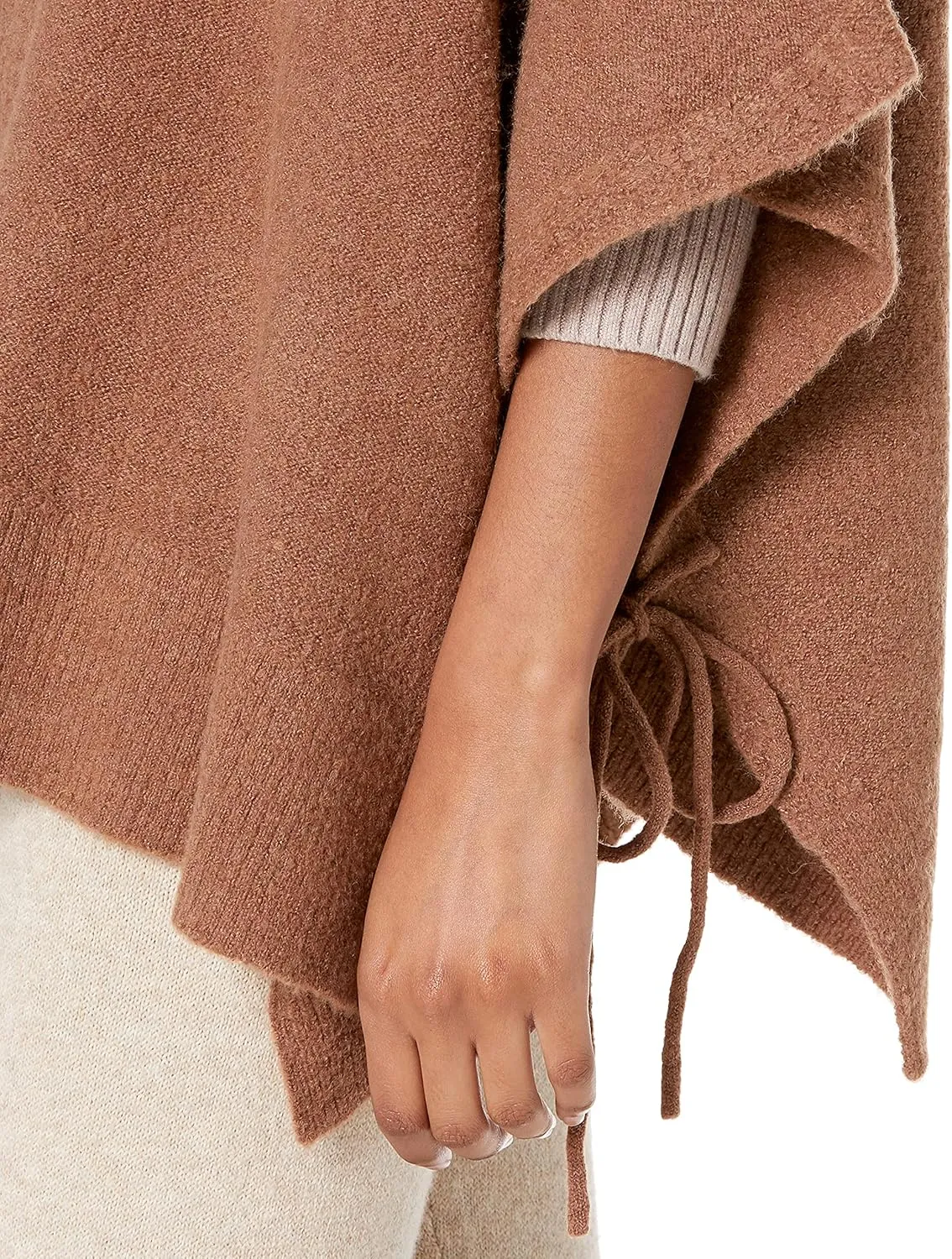 Cable Stitch Women's Cozy Cowl Neck Poncho - 3/4 Sleeve Oversized Turtleneck Sweater Pullover Cape Top