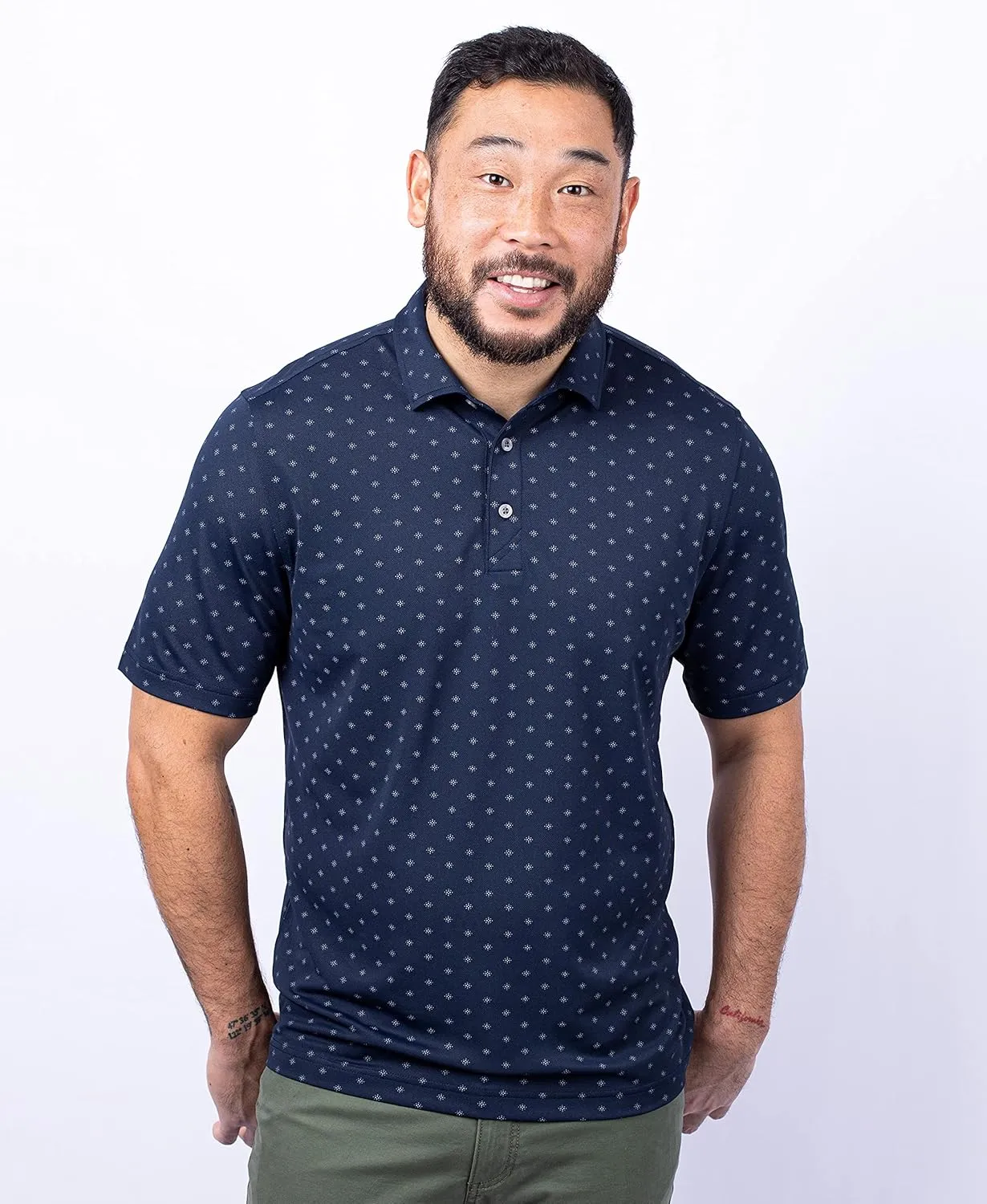 Cutter & Buck Virtue Eco Pique Tile Print Recycled Mens Big & Tall Polo