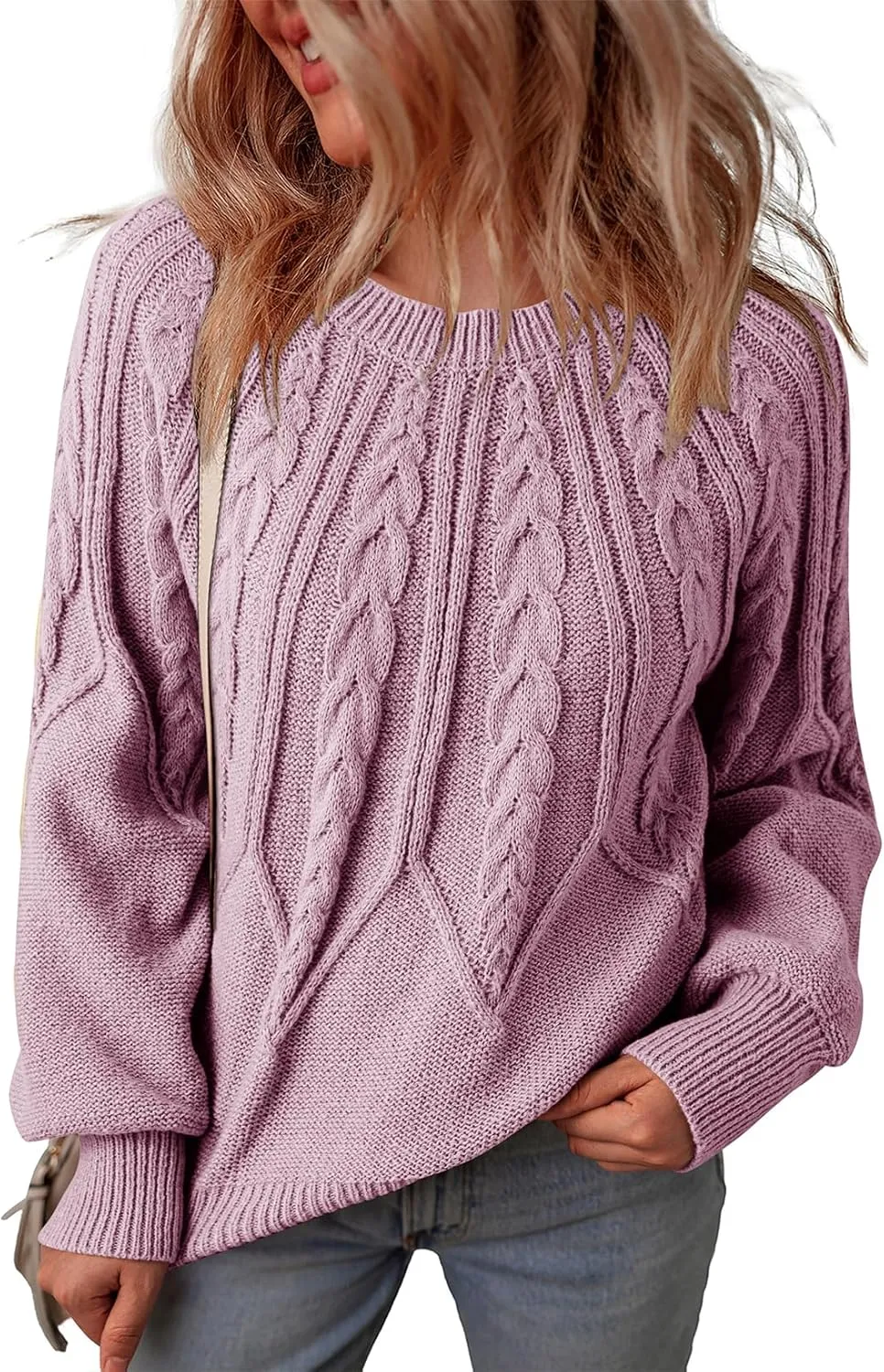 Dokotoo Womens Sweaters Crewneck Long Sleeve Cable Knit Chunky Sweater Tops Fashion 2024 Fall Outifits