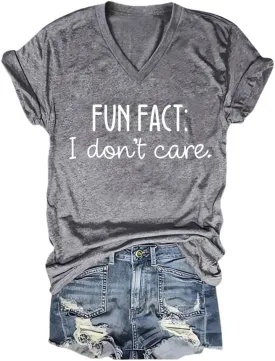 Fun Fact I Don't Care Tshirt Mental Health Matters Shirt Positive Message T Shirts for Women V Neck
