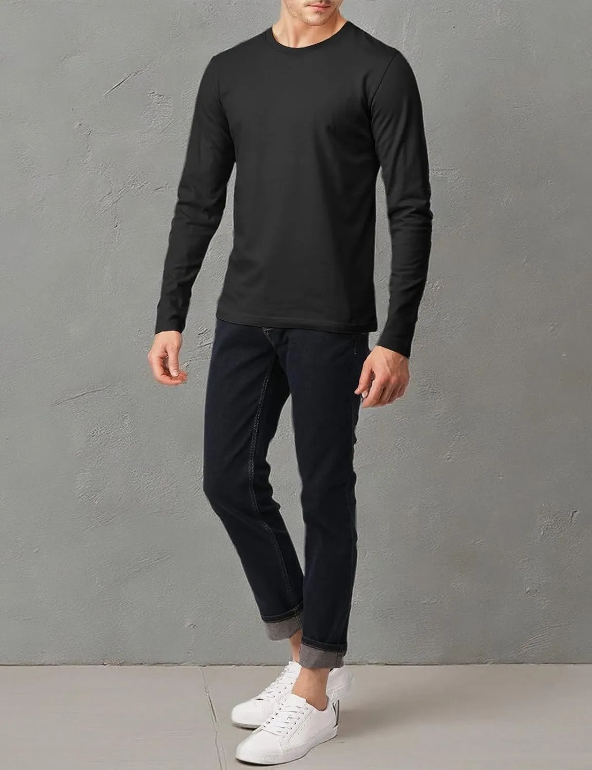 H2H Mens Casual Slim Fit Long Sleeve T-Shirts Soft Lightweight V-Neck/Crew-Neck Size XS to 3XL
