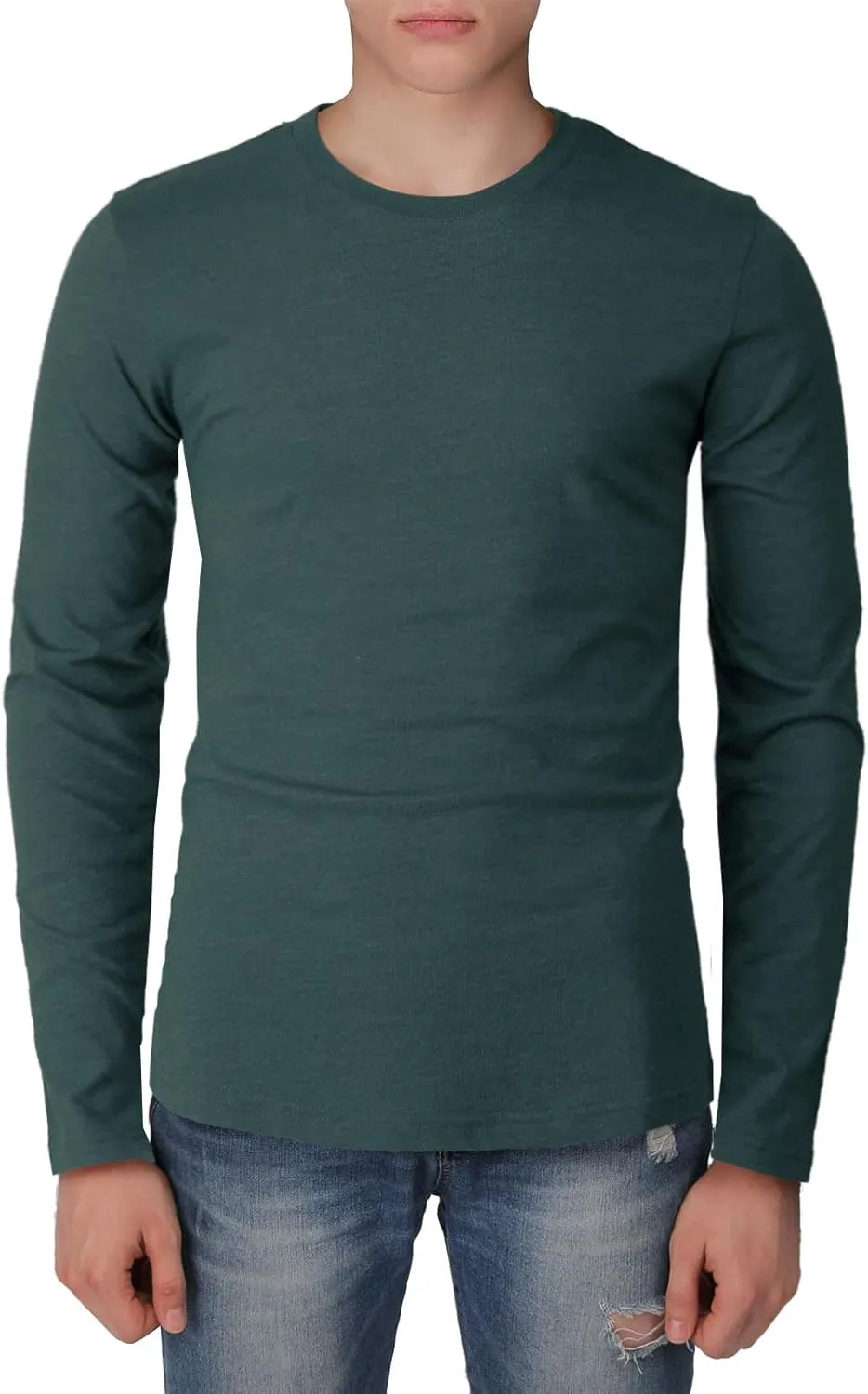 H2H Mens Casual Slim Fit Long Sleeve T-Shirts Soft Lightweight V-Neck/Crew-Neck Size XS to 3XL