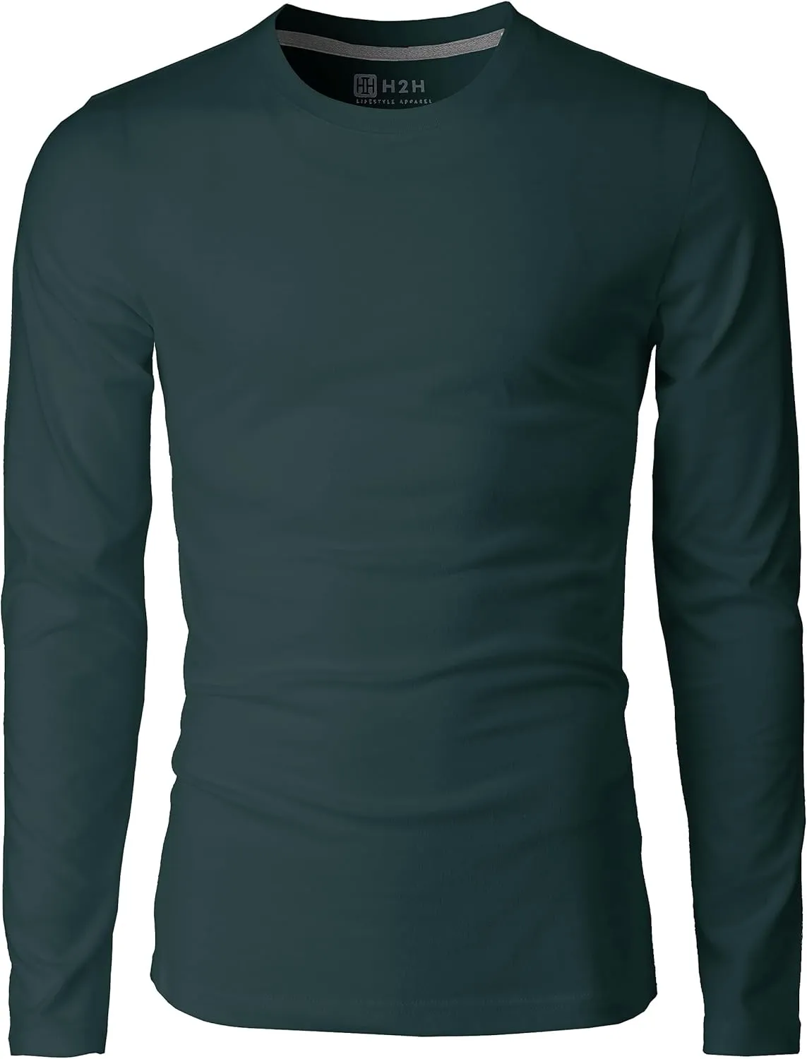 H2H Mens Casual Slim Fit Long Sleeve T-Shirts Soft Lightweight V-Neck/Crew-Neck Size XS to 3XL