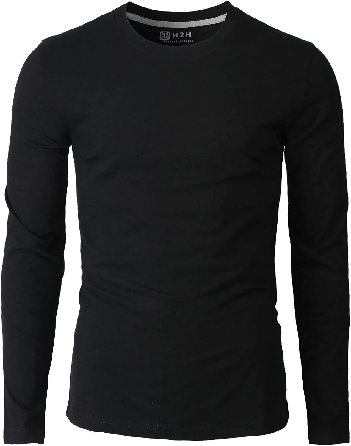 H2H Mens Casual Slim Fit Long Sleeve T-Shirts Soft Lightweight V-Neck/Crew-Neck Size XS to 3XL