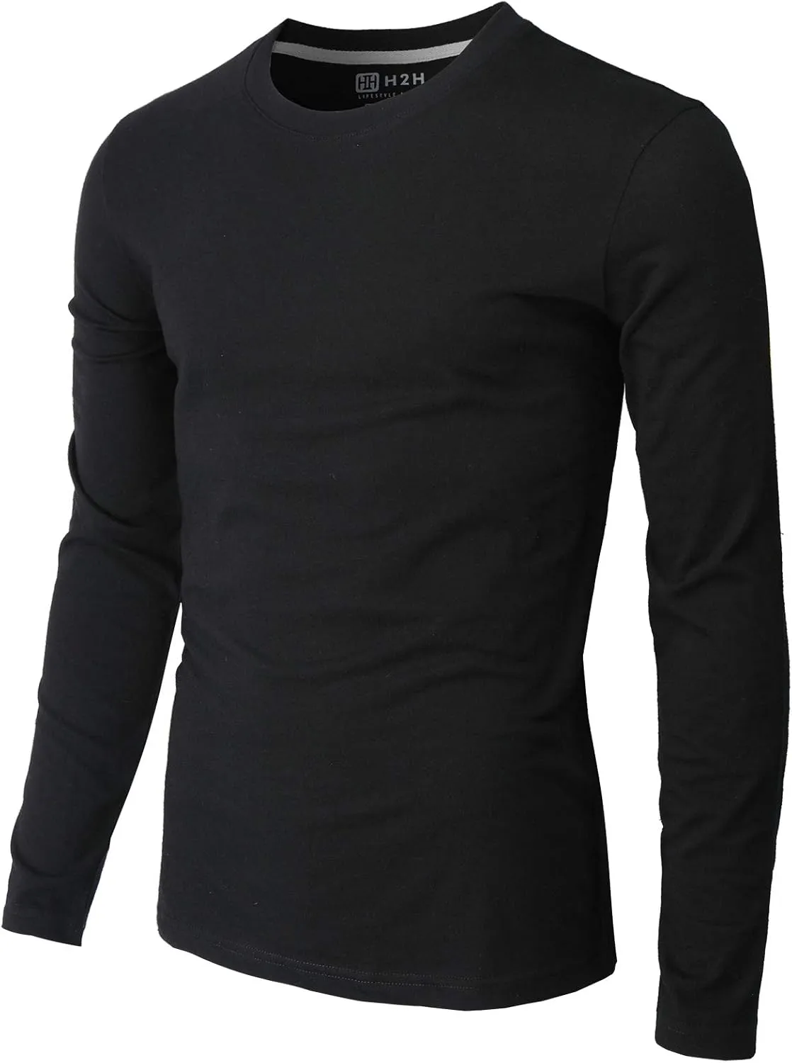 H2H Mens Casual Slim Fit Long Sleeve T-Shirts Soft Lightweight V-Neck/Crew-Neck Size XS to 3XL
