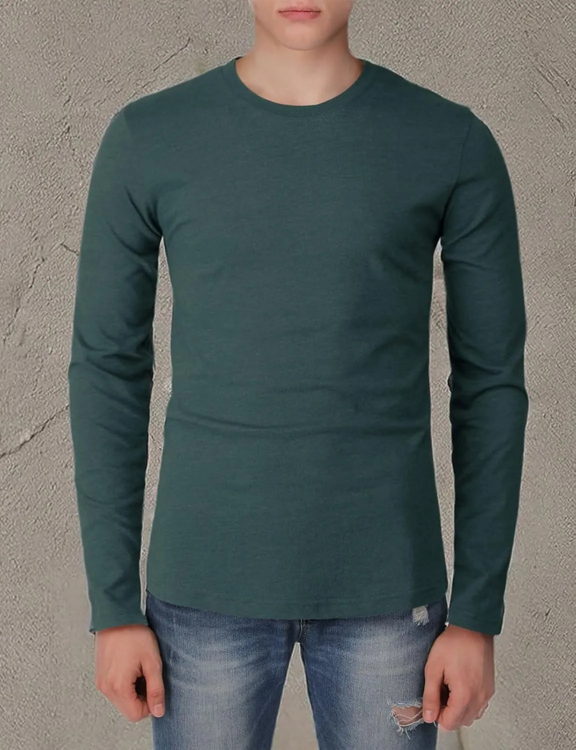 H2H Mens Casual Slim Fit Long Sleeve T-Shirts Soft Lightweight V-Neck/Crew-Neck Size XS to 3XL