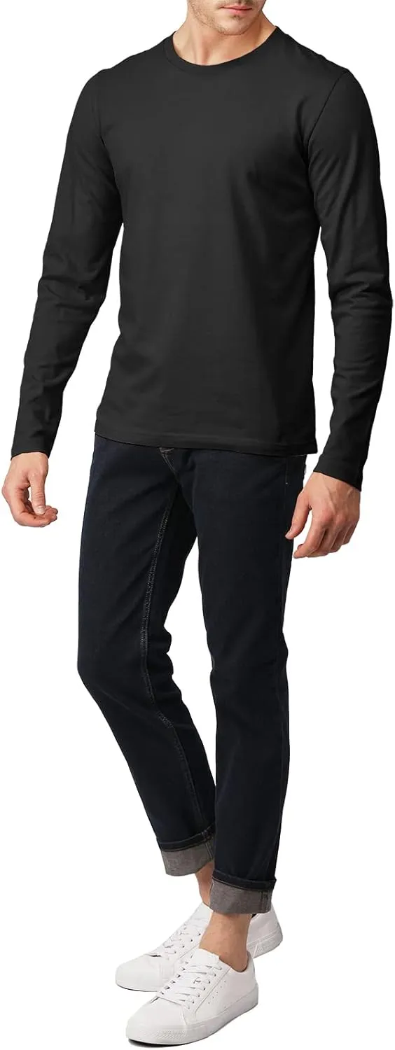 H2H Mens Casual Slim Fit Long Sleeve T-Shirts Soft Lightweight V-Neck/Crew-Neck Size XS to 3XL