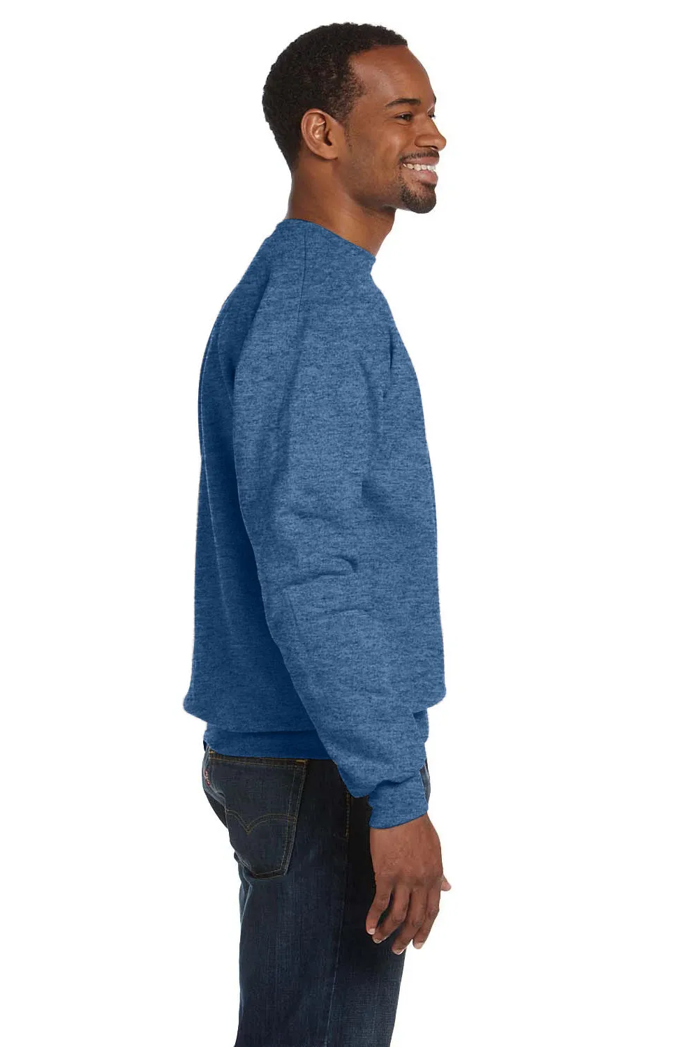 Hanes Mens EcoSmart Print Pro XP Pill Resistant Fleece Crewneck Sweatshirt - Heather Blue - Closeout