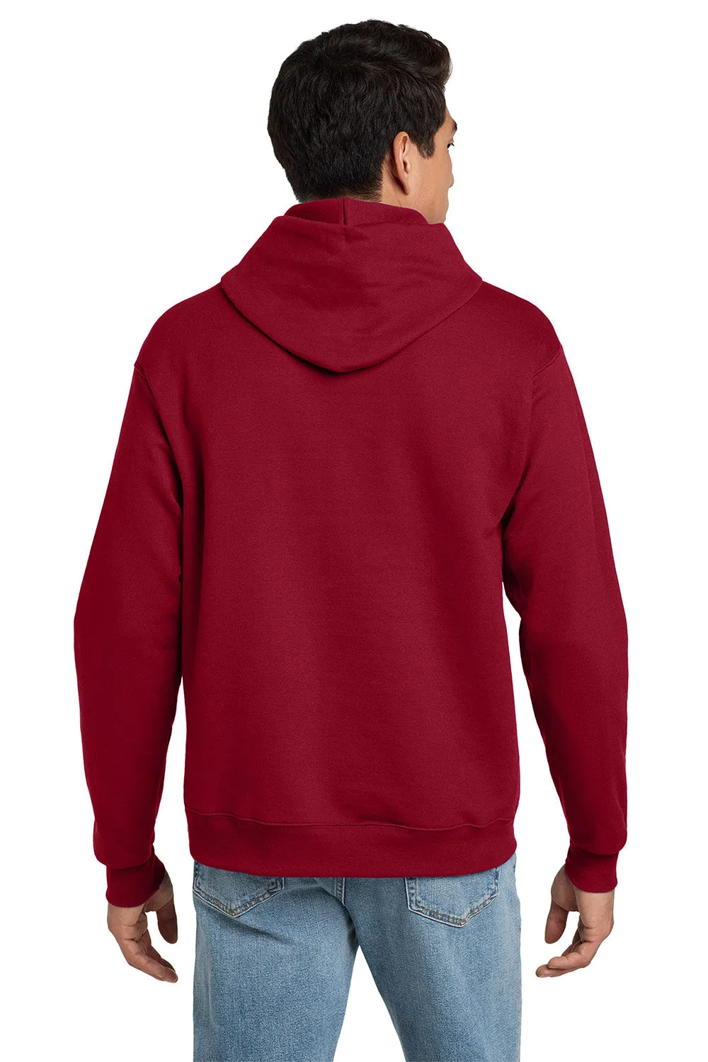 Hanes Mens EcoSmart Print Pro XP Pill Resistant Hooded Sweatshirt Hoodie w/ Pouch Pocket - Deep Red