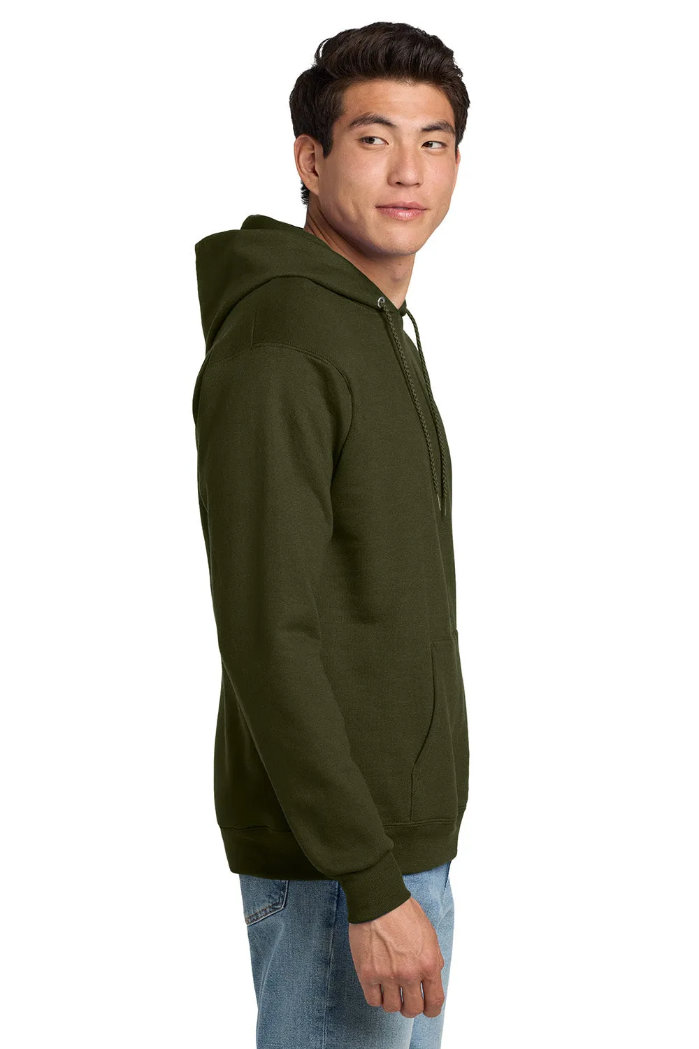 Hanes Mens EcoSmart Print Pro XP Pill Resistant Hooded Sweatshirt Hoodie w/ Pouch Pocket - Fatigue Green