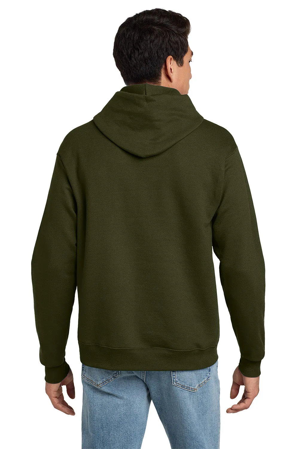Hanes Mens EcoSmart Print Pro XP Pill Resistant Hooded Sweatshirt Hoodie w/ Pouch Pocket - Fatigue Green