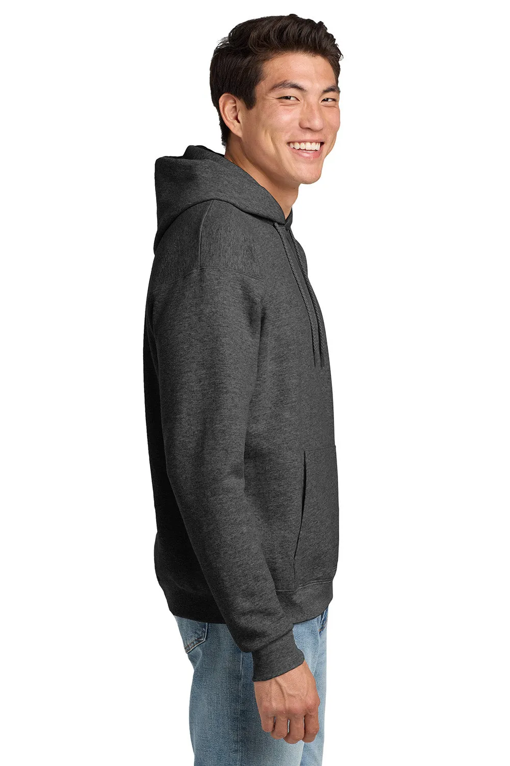 Hanes Mens EcoSmart Print Pro XP Pill Resistant Hooded Sweatshirt Hoodie w/ Pouch Pocket - Heather Charcoal Grey