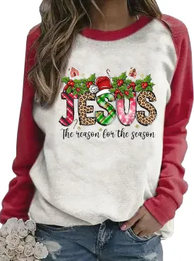 Jesus Is the Reason for the Season Sweatshirts Women Christmas Holiday Graphic Shirts Faith Long Sleeve Pullover Tops