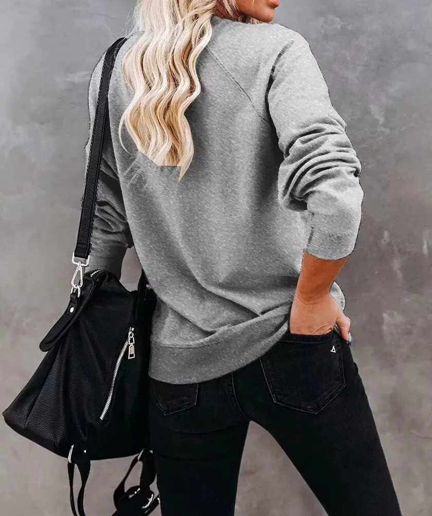 LEEDYA Women Long Sleeve Mama Sweatshirts Round Neck Pullover Loose Lightweight Blouse Tops