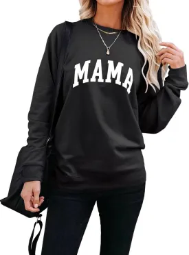 LEEDYA Women Long Sleeve Mama Sweatshirts Round Neck Pullover Loose Lightweight Blouse Tops LEEDYA Women Long Sleeve Mama Sweatshirts Round Neck Pullover Loose Lightweight Blouse Tops