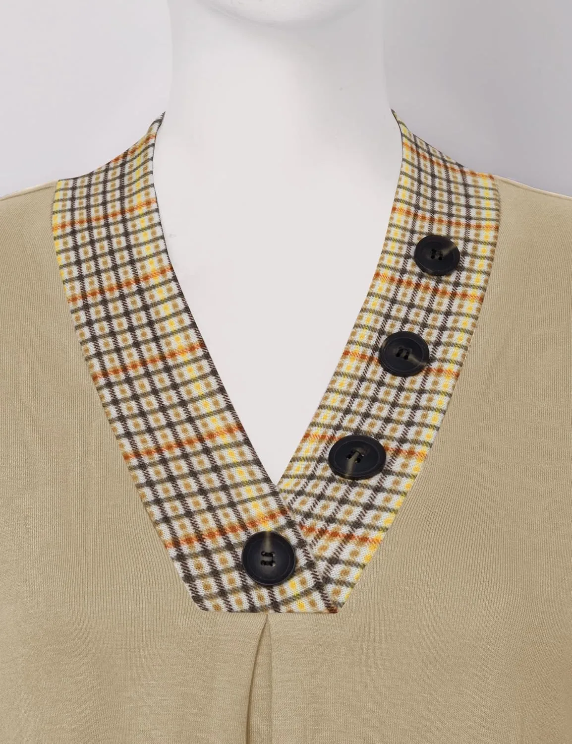 Messic Women's Long Sleeve Button V Neck Flowy Pleated Shirts Casual Tunic Tops Blouse