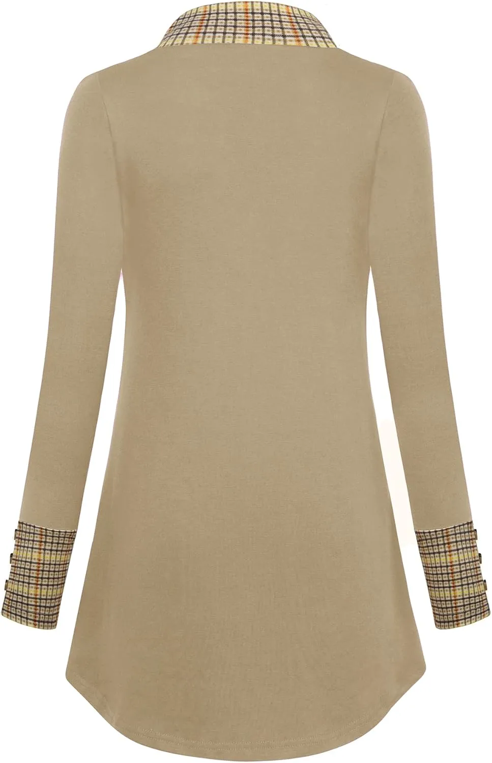 Messic Women's Long Sleeve Button V Neck Flowy Pleated Shirts Casual Tunic Tops Blouse