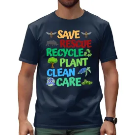 Organic Cotton Eco Friendly Unisex Tfor Animal and Environment Lovers Earth Day Gift Men Women Black Multicolor T shirt