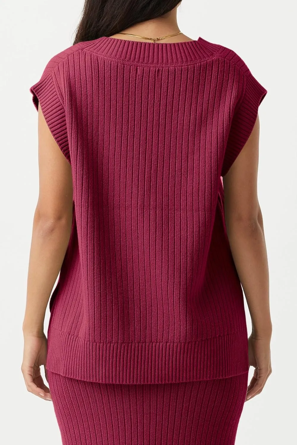 Saodimallsu Womens V Neck Sweater Vest Oversized Ribbed Knit Sleeveless Casual Loose Fit Pullover Tank Top