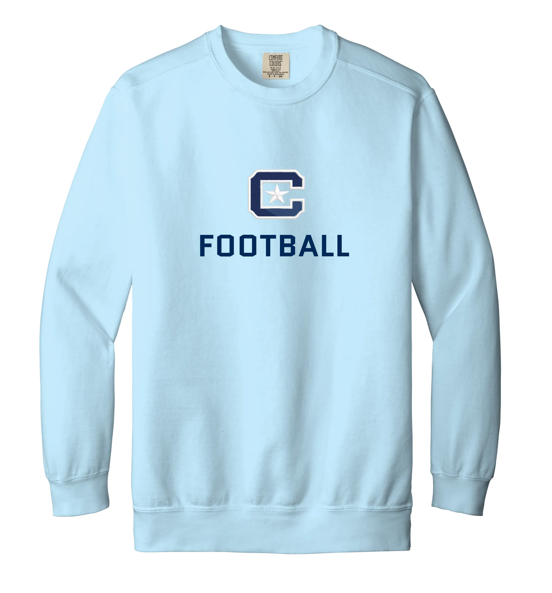 The Citadel Block C, Sports - Football, Embroidered Unisex Comfort Colors ® Ring Spun Crewneck Sweatshirt