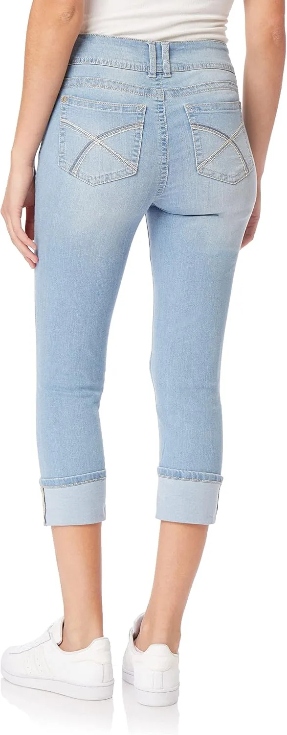 WallFlower Women's Luscious Curvy 23.5'' Crop Mid-Rise Insta Stretch Juniors (Standard and Plus)