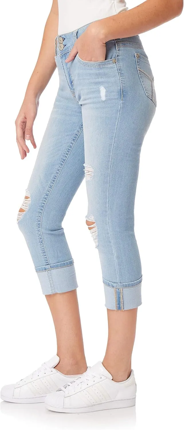 WallFlower Women's Luscious Curvy 23.5'' Crop Mid-Rise Insta Stretch Juniors (Standard and Plus)