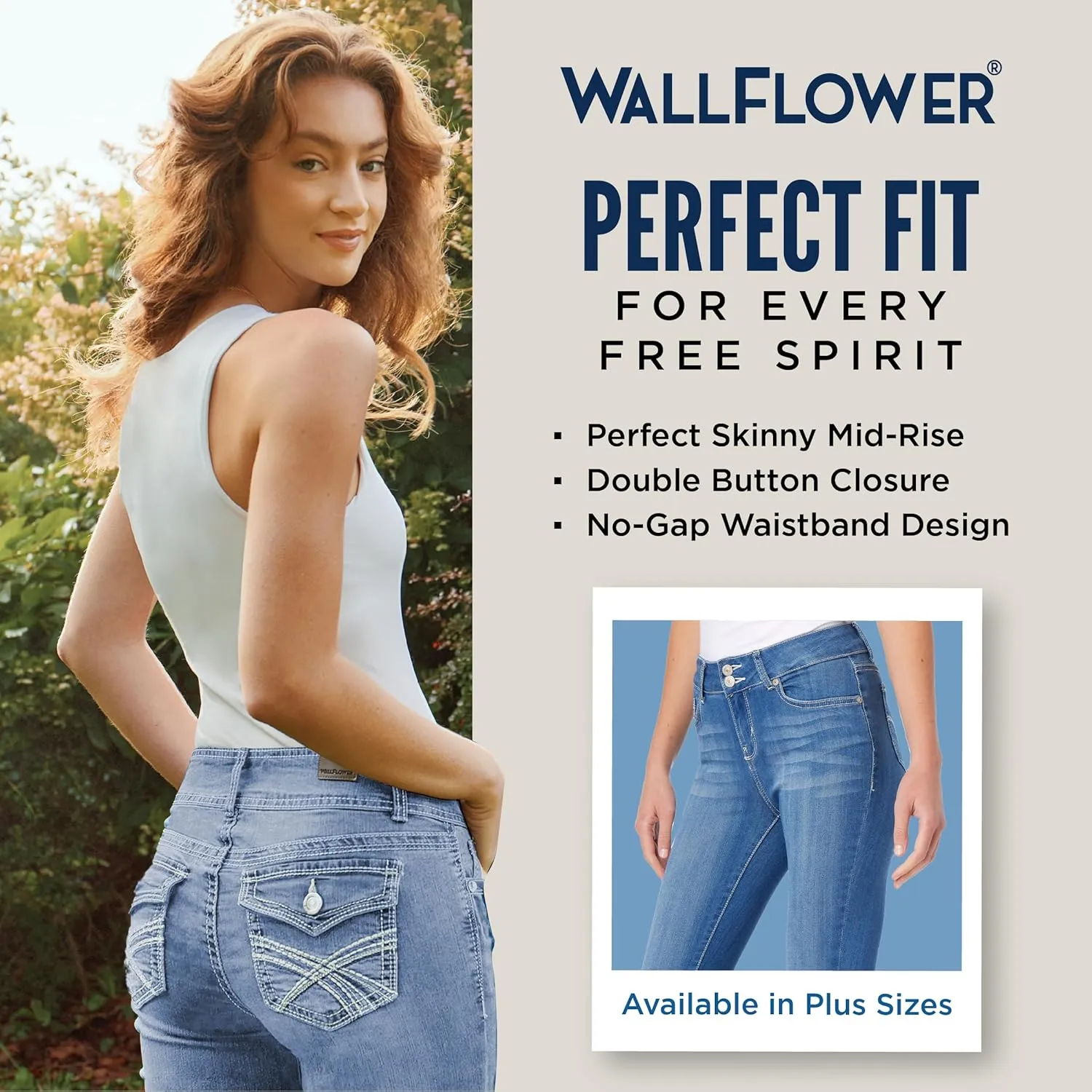 WallFlower Women's Luscious Curvy 23.5'' Crop Mid-Rise Insta Stretch Juniors (Standard and Plus)