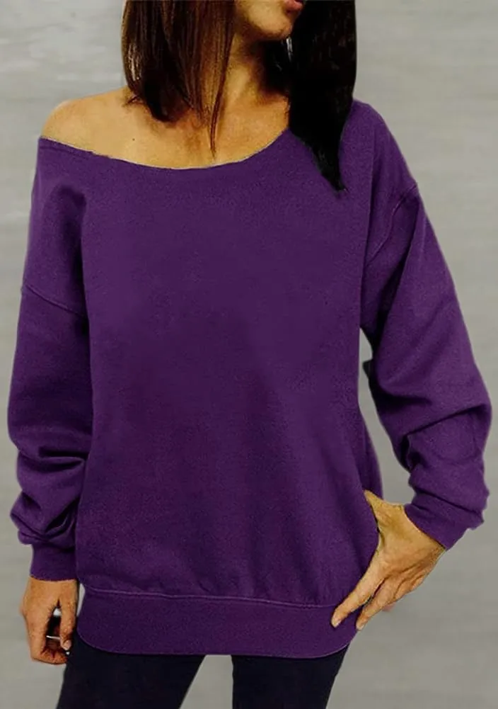 Women's Off Shoulder Casual Sweatshirt Pullover Long Sleeve Slouchy Shirt Top Blouse