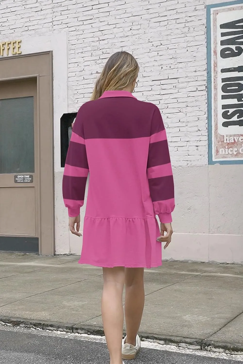 Womens Oversized Sweatshirt Dress Spring Fall Trendy Long Sleeve Button Lapel Pullover Mini Dresses